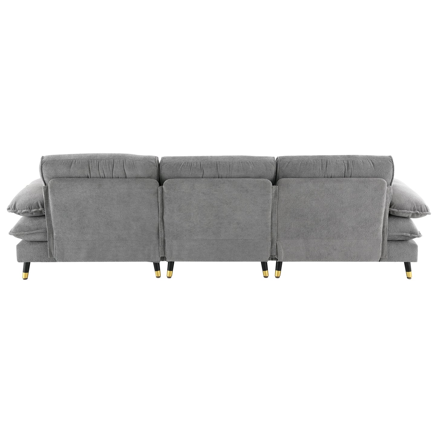 106*66.5" L Shaped Convertible Sectional Sofa,4 Seat Tufted Couch Set With Two-Tone Adjust Legs,Cloud Chenille Fabric