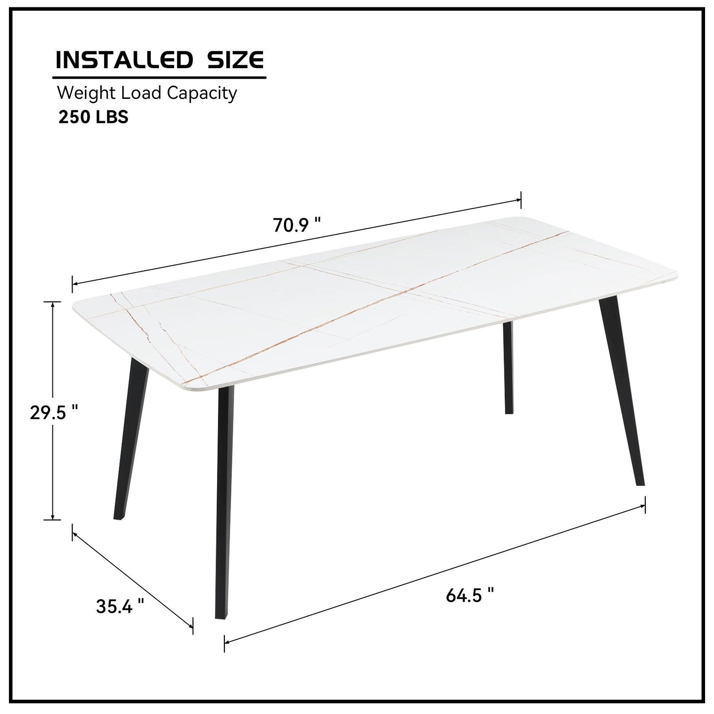 Porcelain Dining Table White 70"