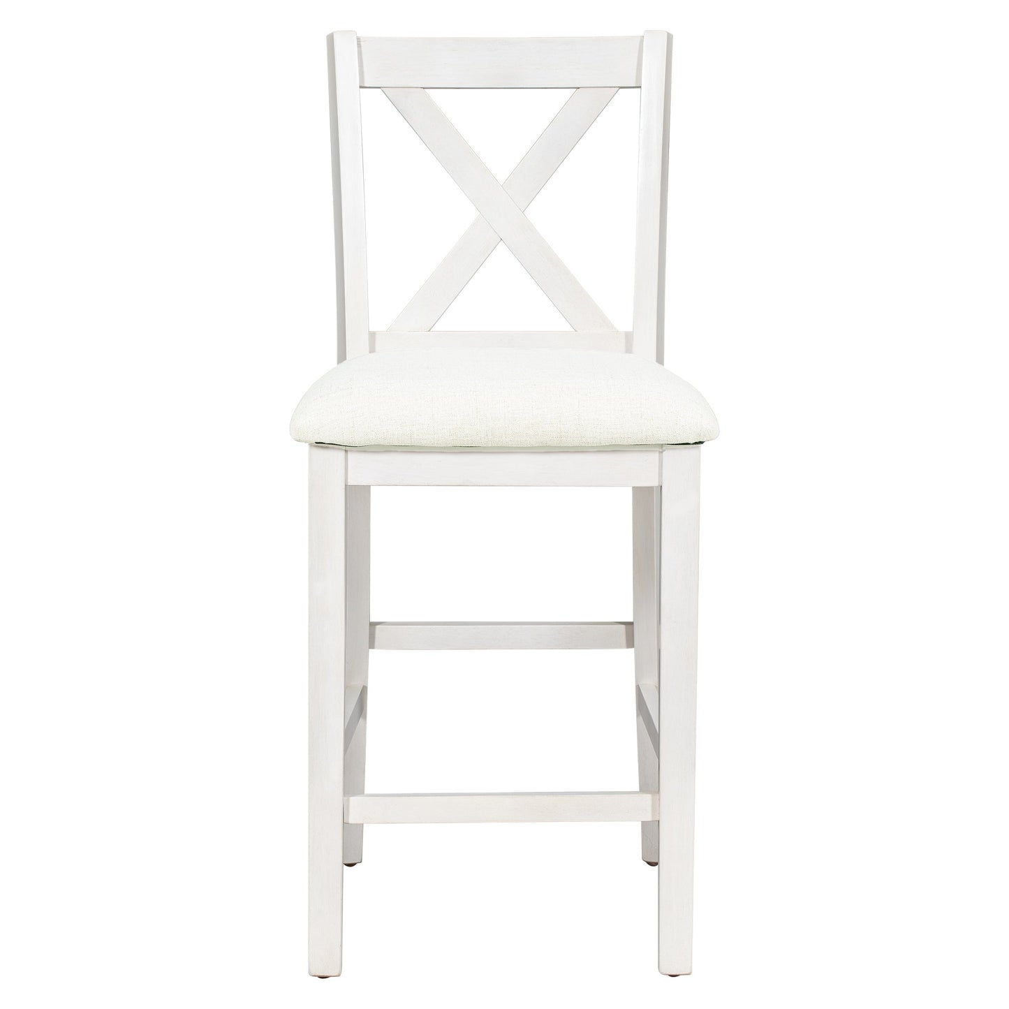 5 Pieces Counter Height Rustic Farmhouse Dining Room Wooden Bar Table Set With 2 Stools and 2 Chairs, White