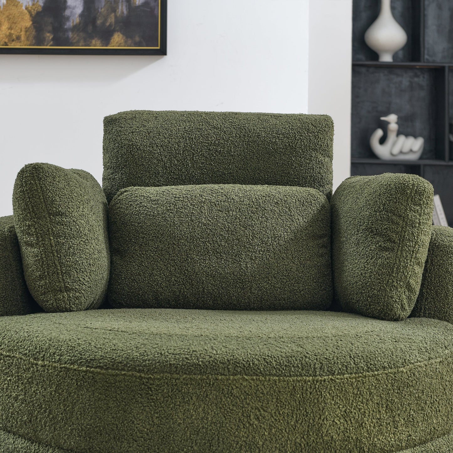 39"W Oversized Swivel Chair With Moon Storage Ottoman for Living Room, Modern Accent Round Loveseat Circle