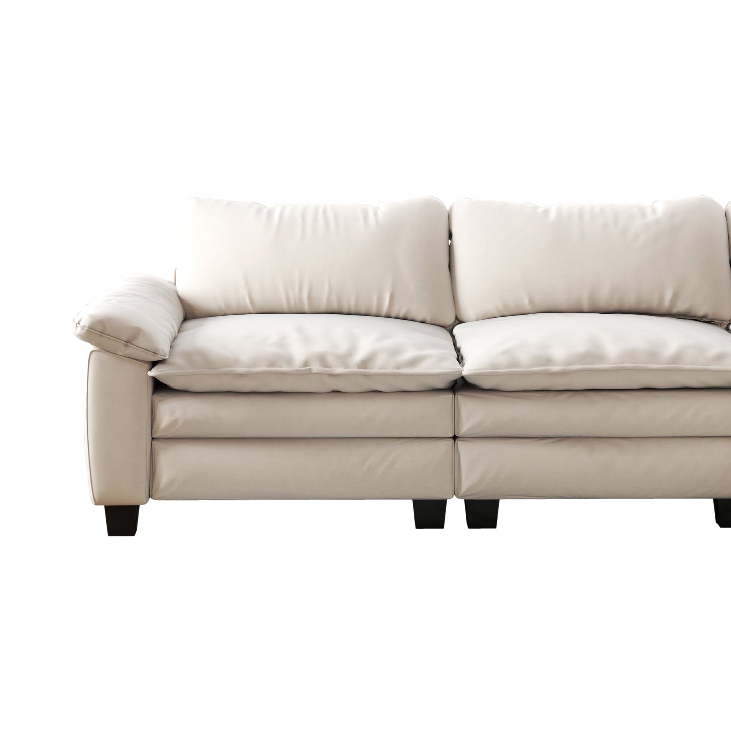 Living Room Furniture Luxury Sectional Sofa Couch With Ottoman Soft Velvet Upholstered Sofa Beige