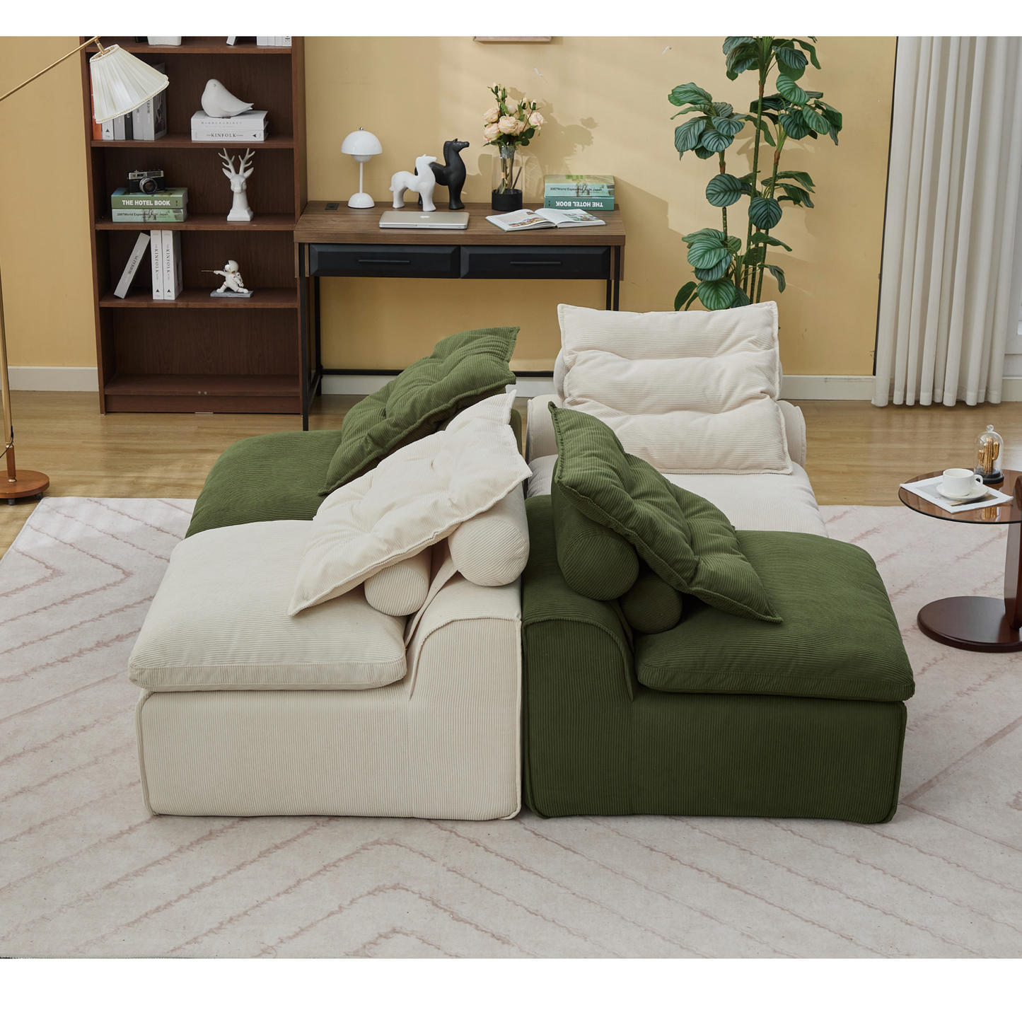 Modular Sofa,No Armrests,At Will DIY,Corduroy ,Neck Pillow-Back Lounge Sofa Chair,Reading Nook, or Apartment Living