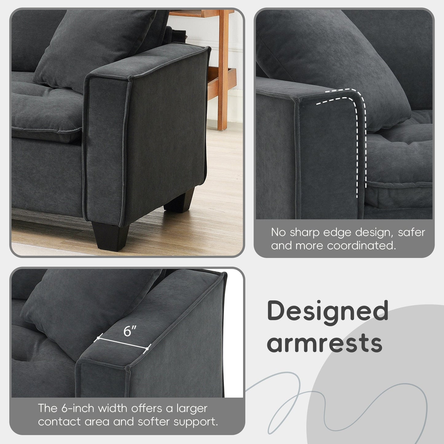 100*59" Modern Convertible Sectional Sofa,L-Shaped Reversible Couch Set With Free Pillows,4 Seat Suede Velvet Sleeper Sofa