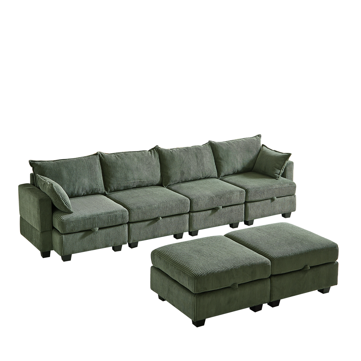 113.5'' Modular Sectiona Corduroy Sofa, Sectional Couches for Living Room U Shaped Sectional Couch With Storage Ottoman