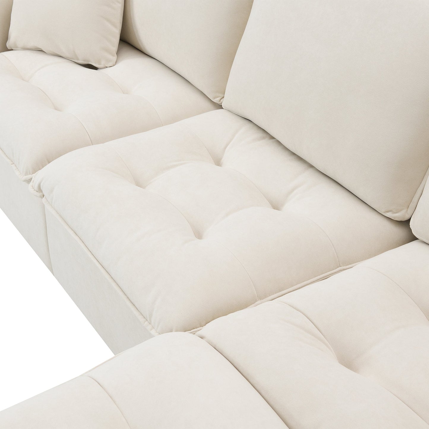 100*59" Modern Convertible Sectional Sofa,L-Shaped Reversible Couch Set With Free Pillows,4 Seat Suede Velvet Sleeper Sofa