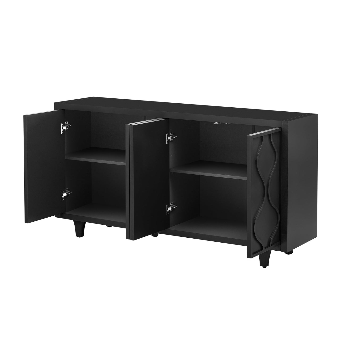Stylish Storage Cabinet Sideboard Wooden Cabinet With Embossed Curved Doors,Suitable for Living Rooms