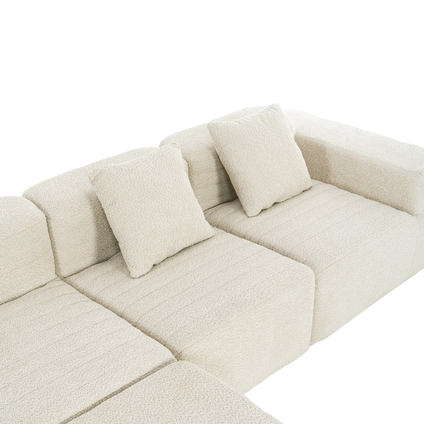 116.5" Sectional Sofa Full-Compressed Sofa Couch Free-Combined Sofa for Living Room, Beige
