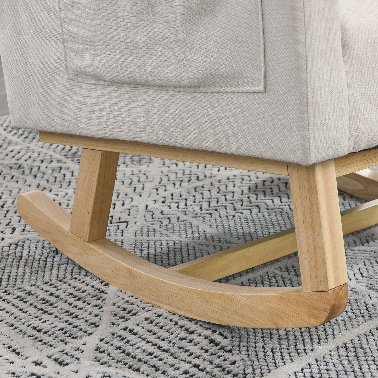 27.5 "W Modern Accent High Back Living Room Casual Armchair Rocker With One Lumbar Pillow, Two Side Pockets