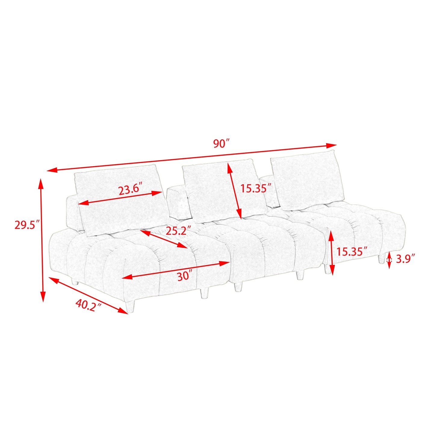 90 Inches Long, Teddy Sofa Fabric, With Spacious and Comfortable Seats, for Apartment Office Living Room -Yellow