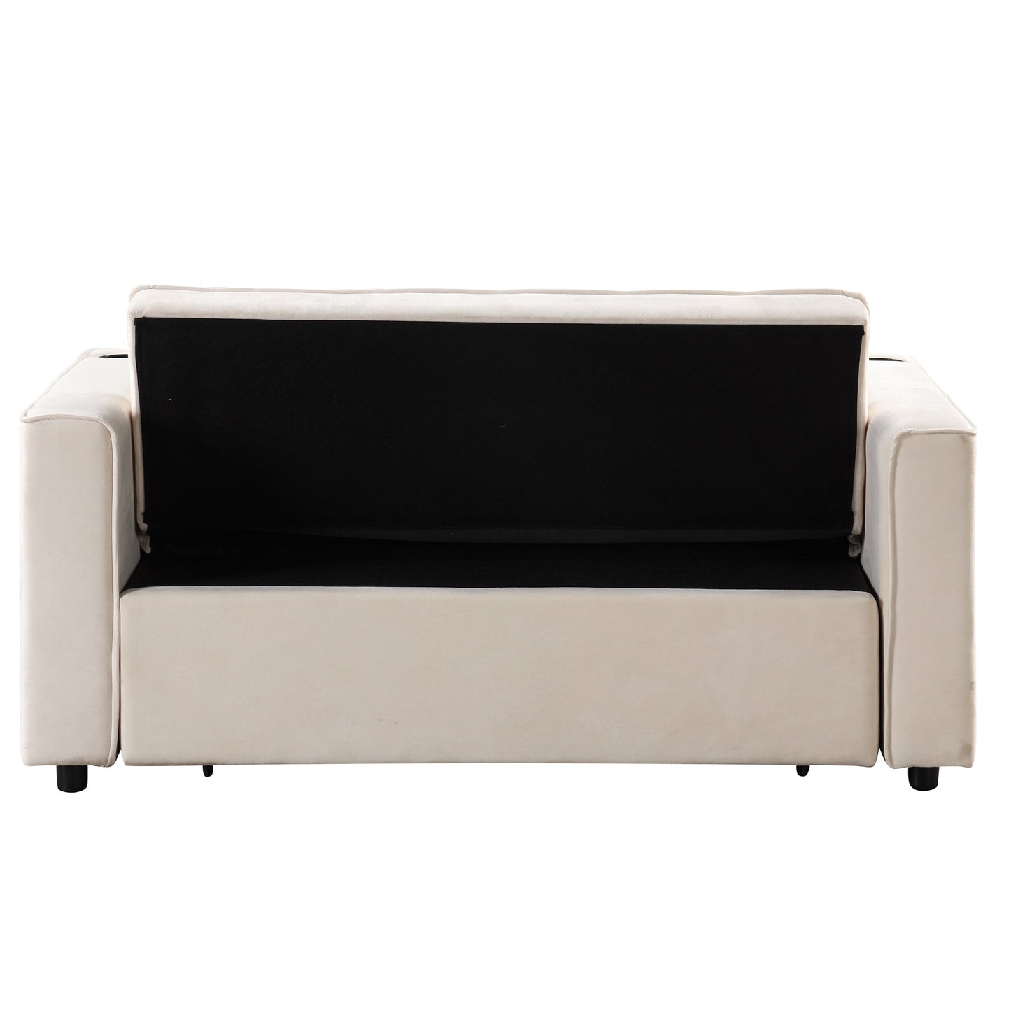 55.3" 4-1 Multi-Functional Sofa Bed With Cup Holder and USB Port for Living Room or Apartments Milky White