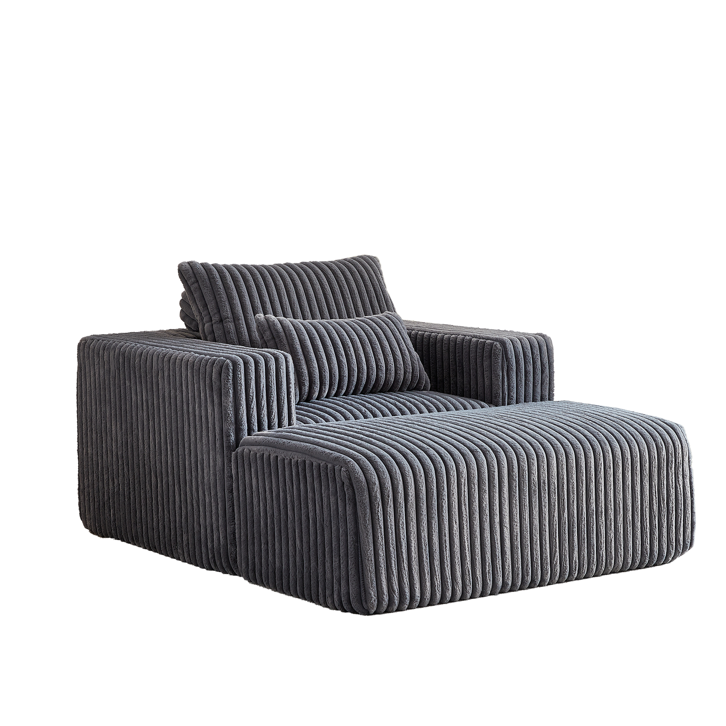 62.5-Inch Corduroy Sponge Sofa Lounge Chair With Removable Footrest,No Assembly Required,Fluffy Modern Sleeper Chair