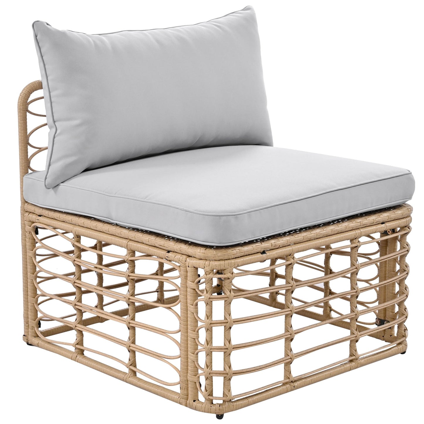 7 Pieces Outdoor Patio Furniture, All-Weather Rattan Sectional Sofa Set With Thick Cushions and Pillows, Freely Combined