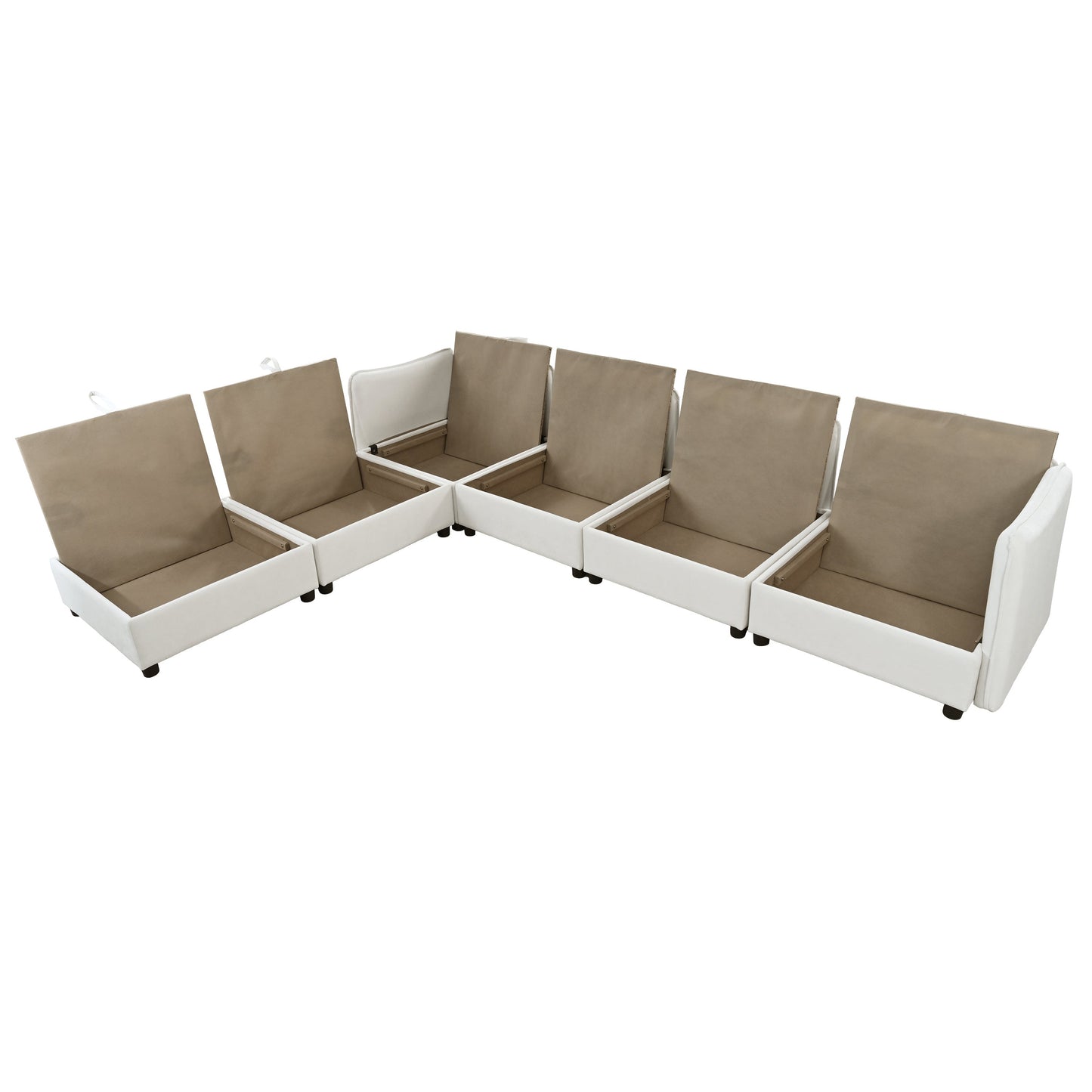 Double-Layer Cushion Modern Large U-Shaped Modular Sofa, Freely Combinable 6-Seater With Storage Function, Convertible