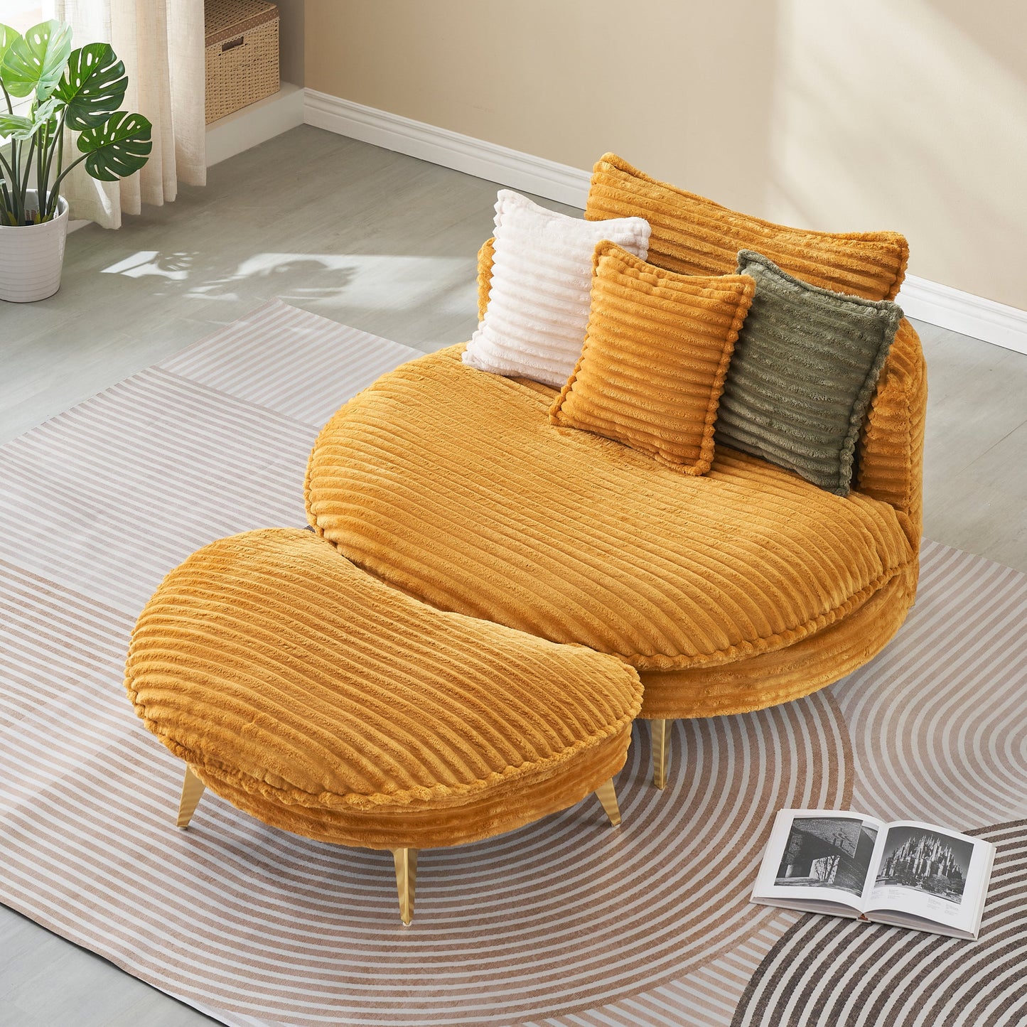 65.00 Inches Long, Corduroy Sofa Fabric, With Three Matching Pillows and Two Spacious and Comfortable Seats