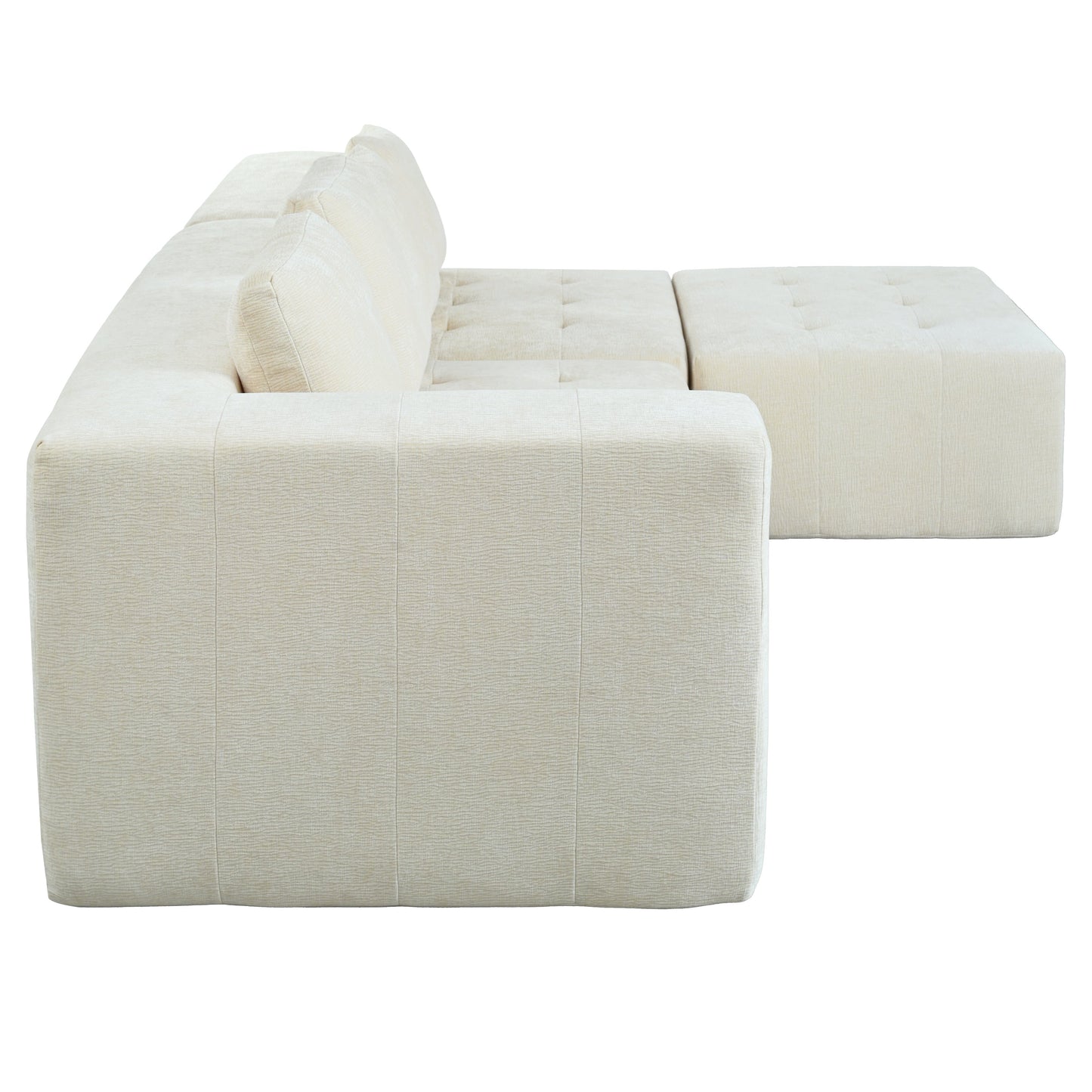 Modern Large Removable Modular Sofa, 3-Piece Set With Free Combination, Includes 4 Cushions, Ideal for Living Room, Bedroom