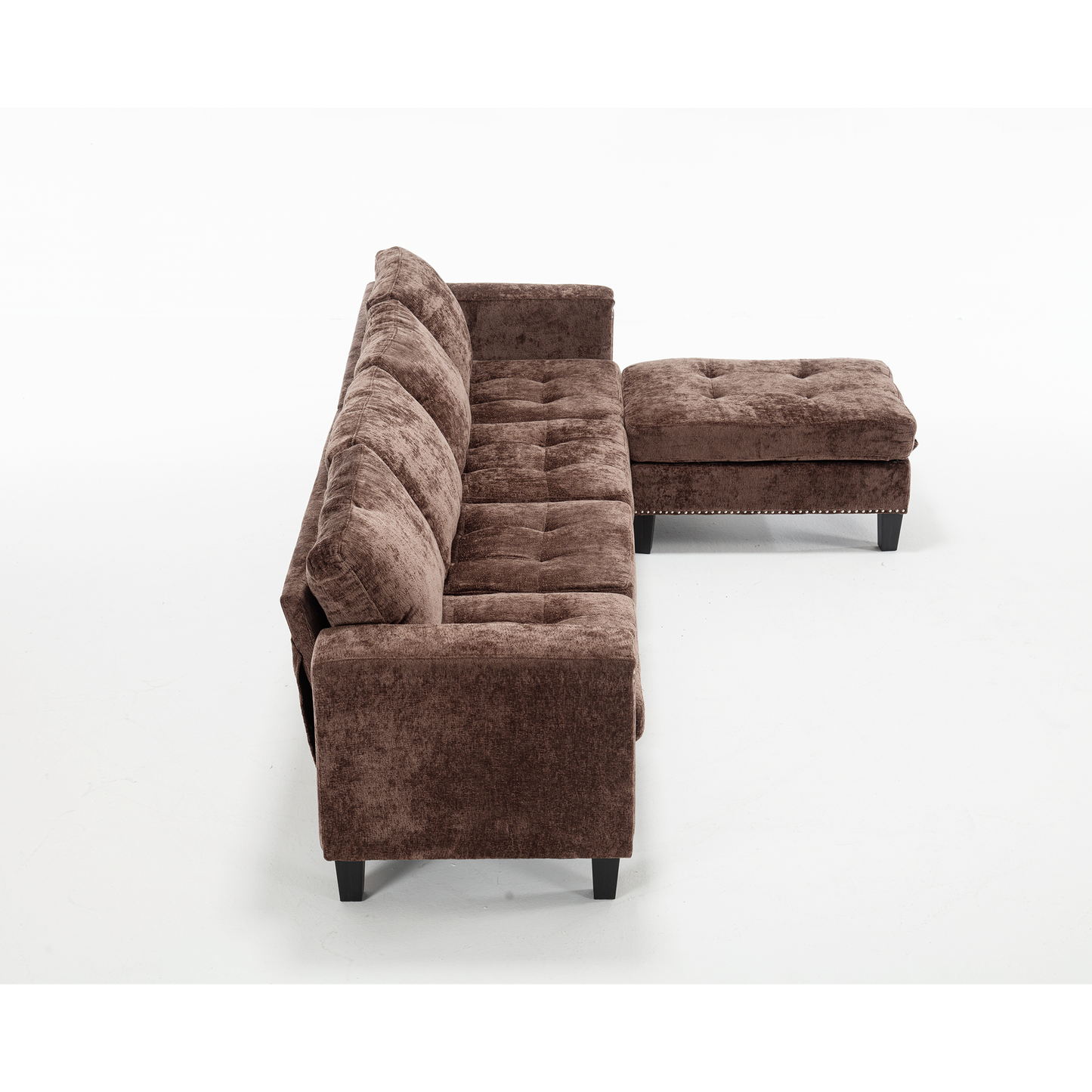 5 Seat Modular Sofa,with Storage Ottoman, Convertible Sectional Sofa, L Shaped Couch , Reversible Chaise ,Riveted Sofa