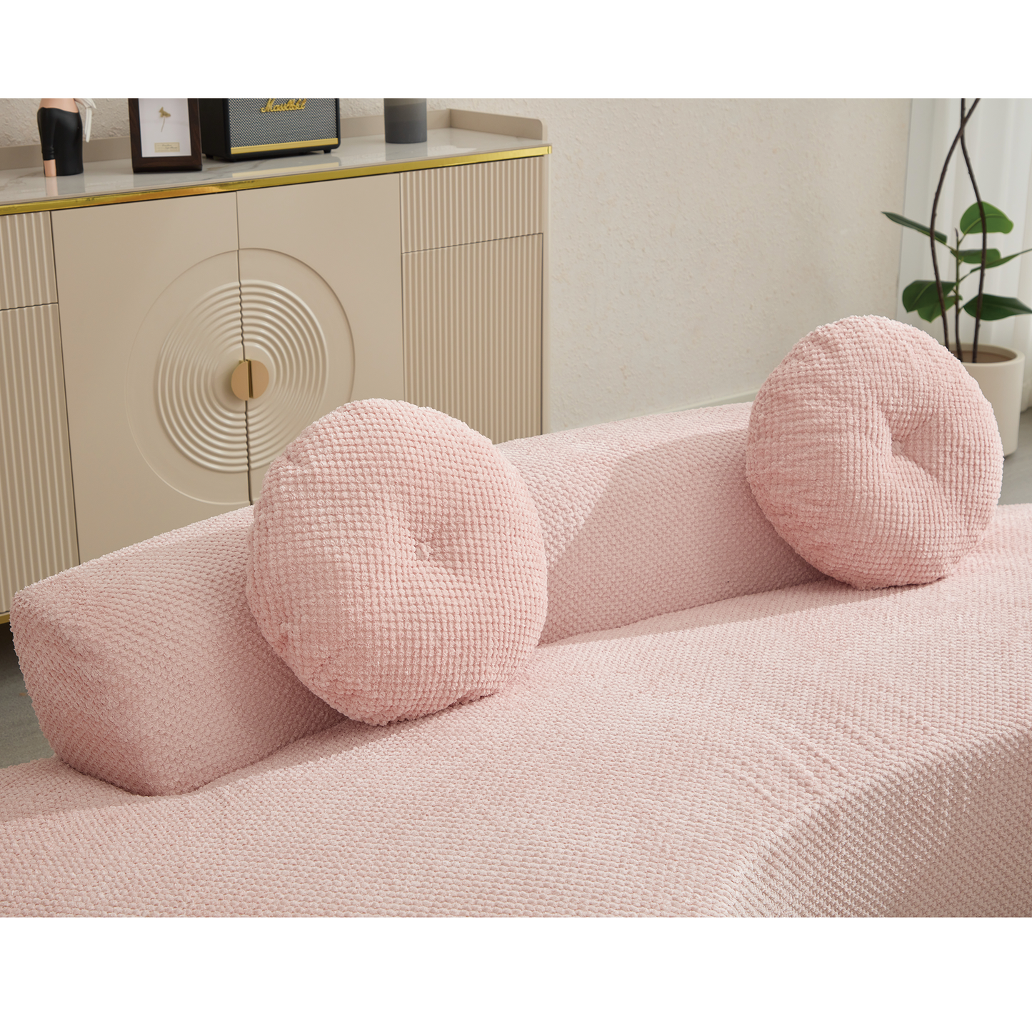 105.5''Curved Sofa, Modern Minimalist Sofa, Cloud Couch Sofa 3-4 Seater Couch With 2 Pillows,Bedroom, No Assembly Require