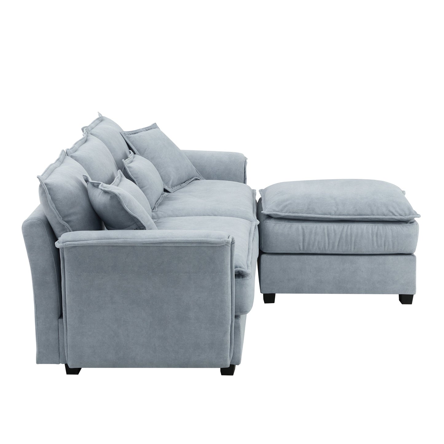 95*66"Oversized Luxury Sectional Sofa With Bentwood Armrests,4 Seat Upholstered Indoor Furniture With Double Cushions