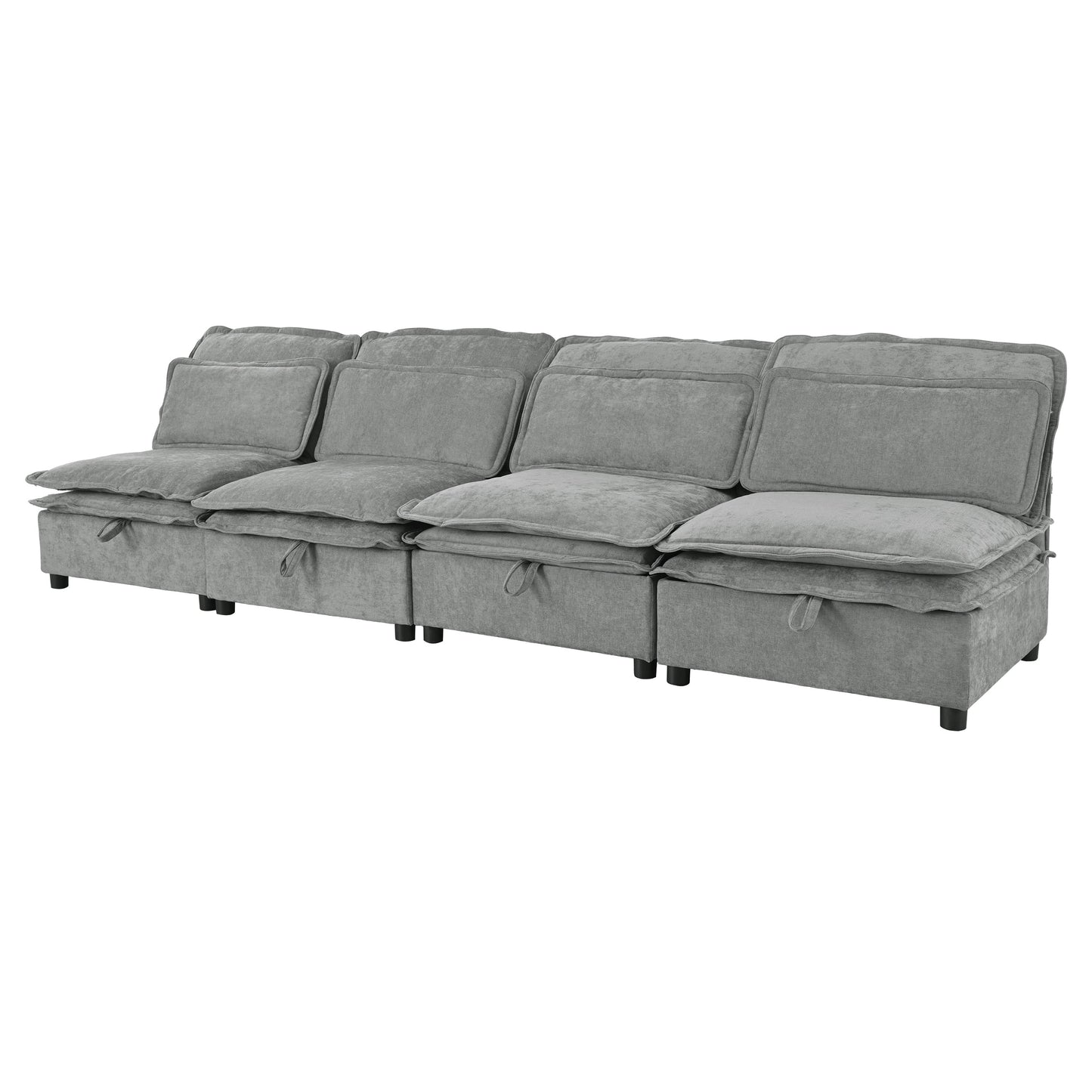 Double-Layer Cushion Modular Sofa, Freely Combinable, 4-Seater With Storage Function, Includes 4 Soft Cushions, Perfect
