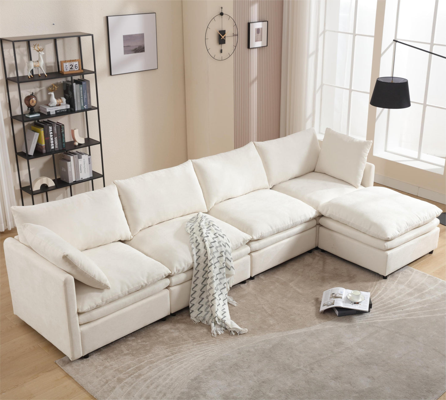 Modern U-Shaped Sectional Sofa ,5-Seat Sofa ,Sleeper Sofa Couch With Chaise Lounge for Living Room,Apartment,Upholstere