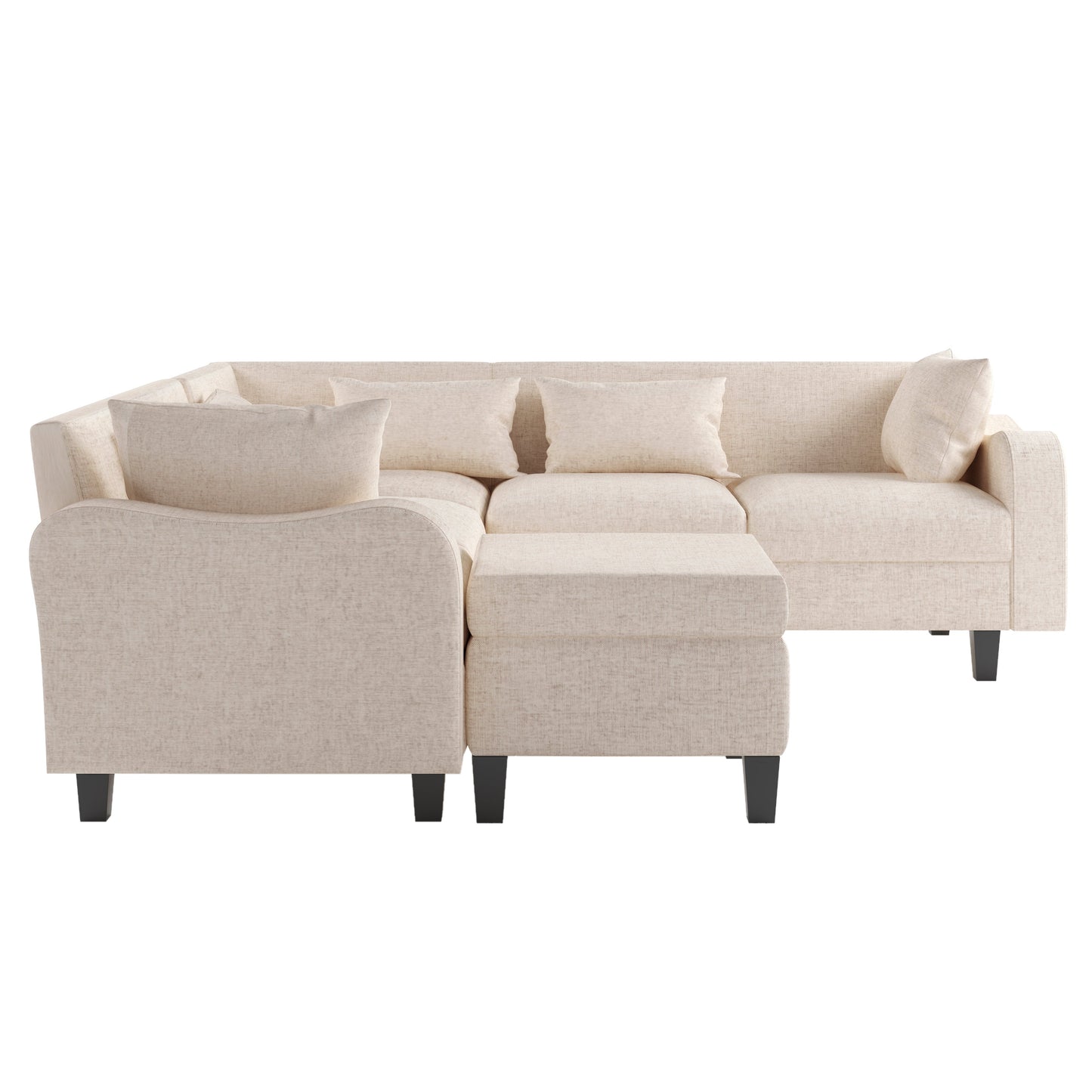 87" Modern Sectional Sofa With Coffee Table,6-Seat Couch Set With Storage Ottoman,Various Combinations,L-Shape Indoor