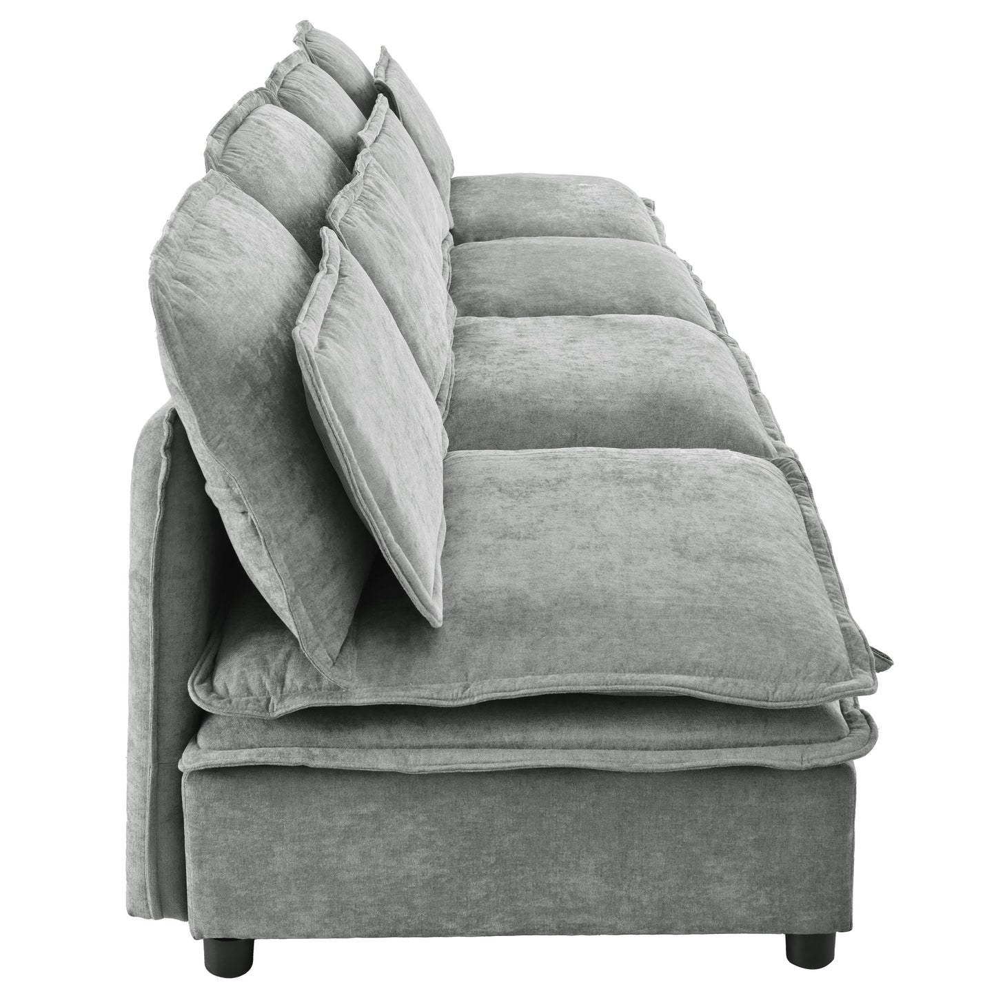 Double-Layer Cushion Modular Sofa, Freely Combinable, 4-Seater With Storage Function, Includes 4 Soft Cushions, Perfect