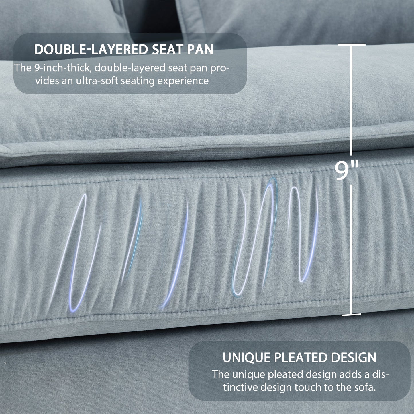 95*66"Oversized Luxury Sectional Sofa With Bentwood Armrests,4 Seat Upholstered Indoor Furniture With Double Cushions