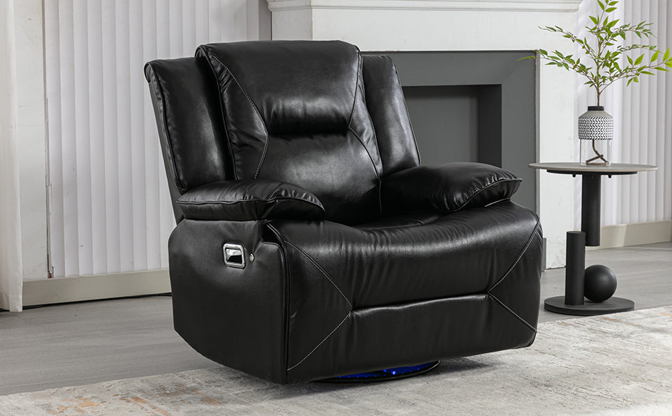 360° Swivel and Rocking Home Theater Recliner Manual Recliner Chair With a LED Light Strip for Living Room,Bedroom