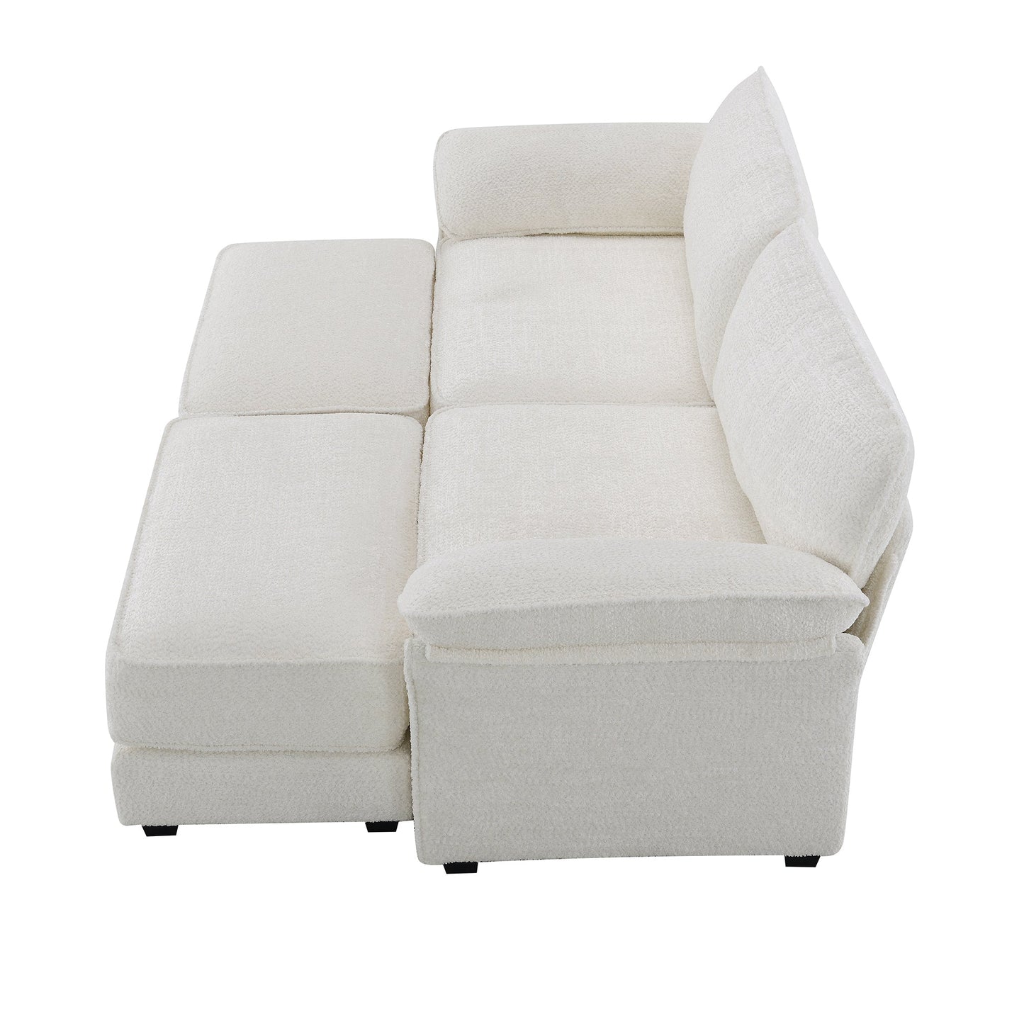 Free Combination Modular Convertible Sectional Sofa Bed Set, 4 Seat Upholstered Sleeper Corner Couch, Deep-Seat Loveseat