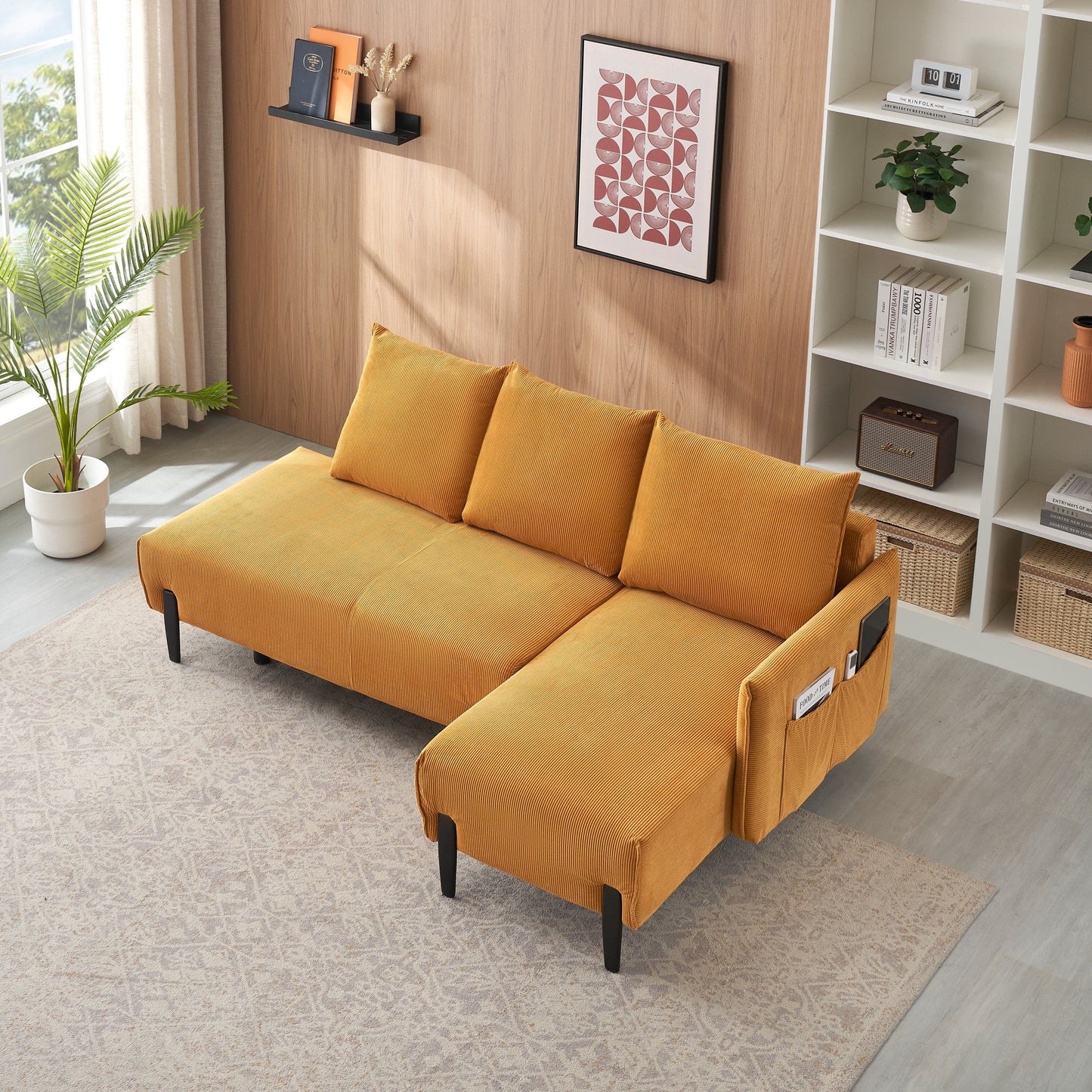 79.50 Inches Long, Velvet Sofa Fabric, With Three Matching Pillows and Spacious and Comfortable Seats