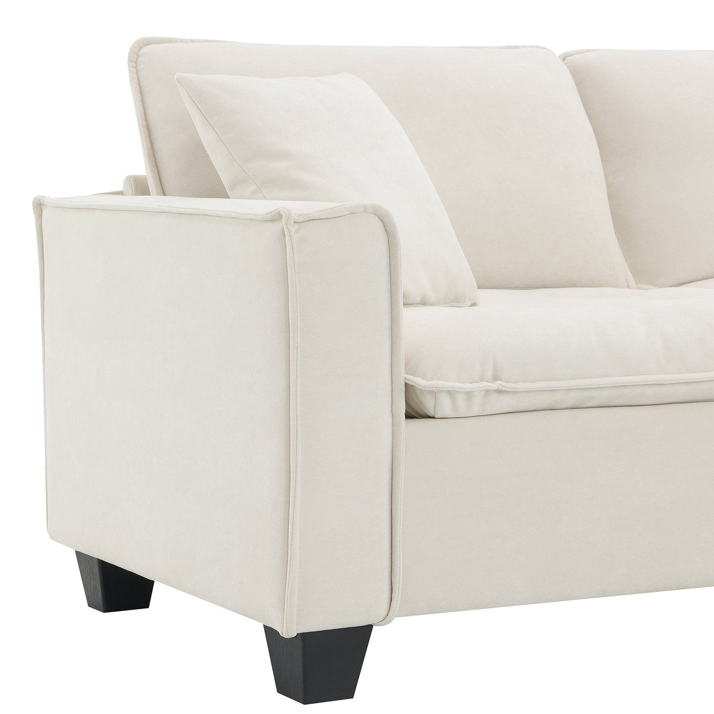 100*59" Modern Convertible Sectional Sofa,L-Shaped Reversible Couch Set With Free Pillows,4 Seat Suede Velvet Sleeper Sofa
