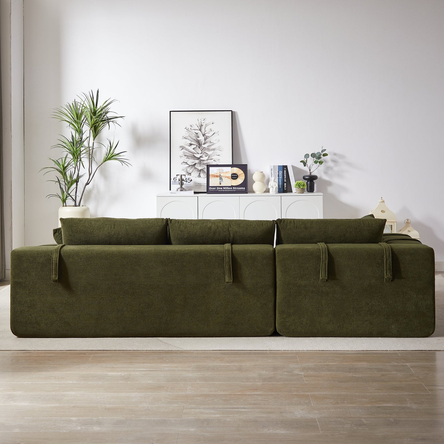 Modern Chenille Upholstered Sectional Sofa Couch Set,Modular 108" L Shaped Sectional Living Room Sofa Set With 6 Pillows