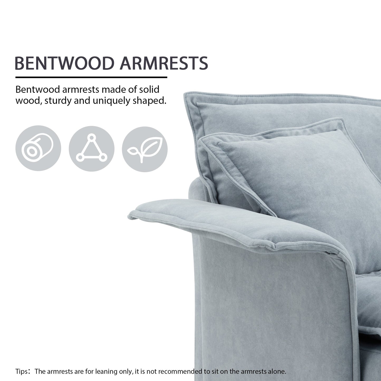 95*66"Oversized Luxury Sectional Sofa With Bentwood Armrests,4 Seat Upholstered Indoor Furniture With Double Cushions