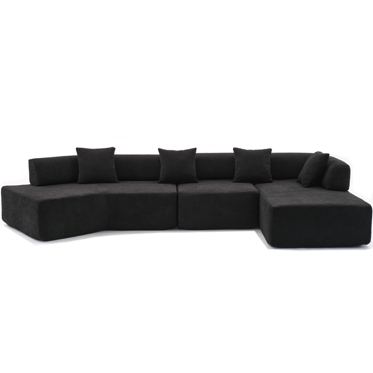 Modern Minimalist 140" L-Shape Couch ,No Assembly Required,Boucle,Modular Sofa ,Couch With Chaise,Free Combination Foam