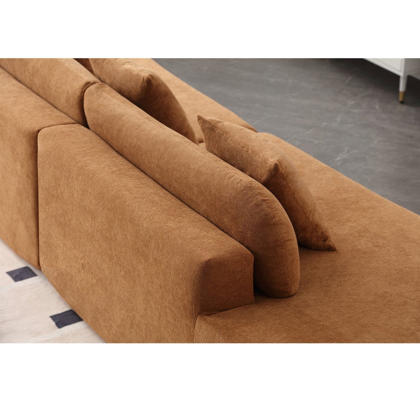Modern Curved Combination Sofa, Terrycloth Fabric Sofa, Minimalist Sofa in Living Room, Apartment, No Assembly Required