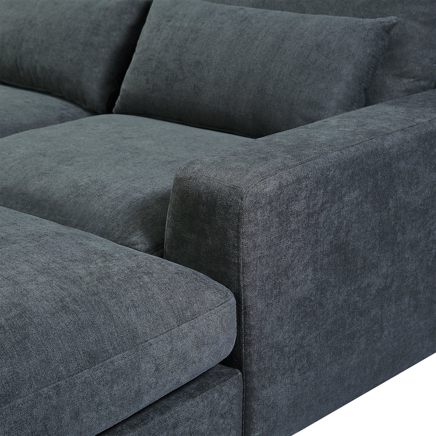 Modern Large L-Shape Feather Filled Sectional Sofa, Convertible Sofa Couch