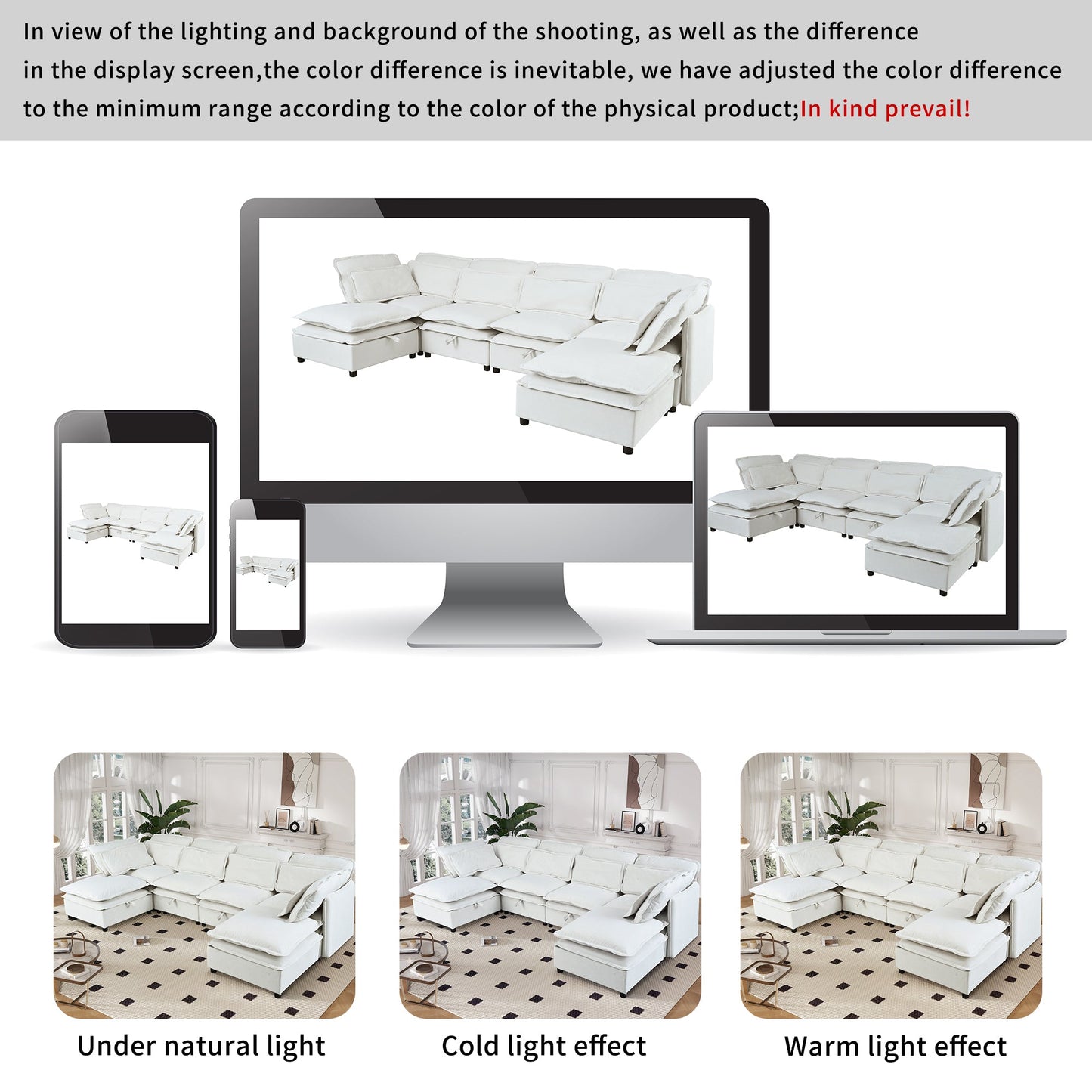 Double-Layer Cushion Modern Large U-Shaped Modular Sofa, Freely Combinable 6-Seater With Storage Function, Convertible