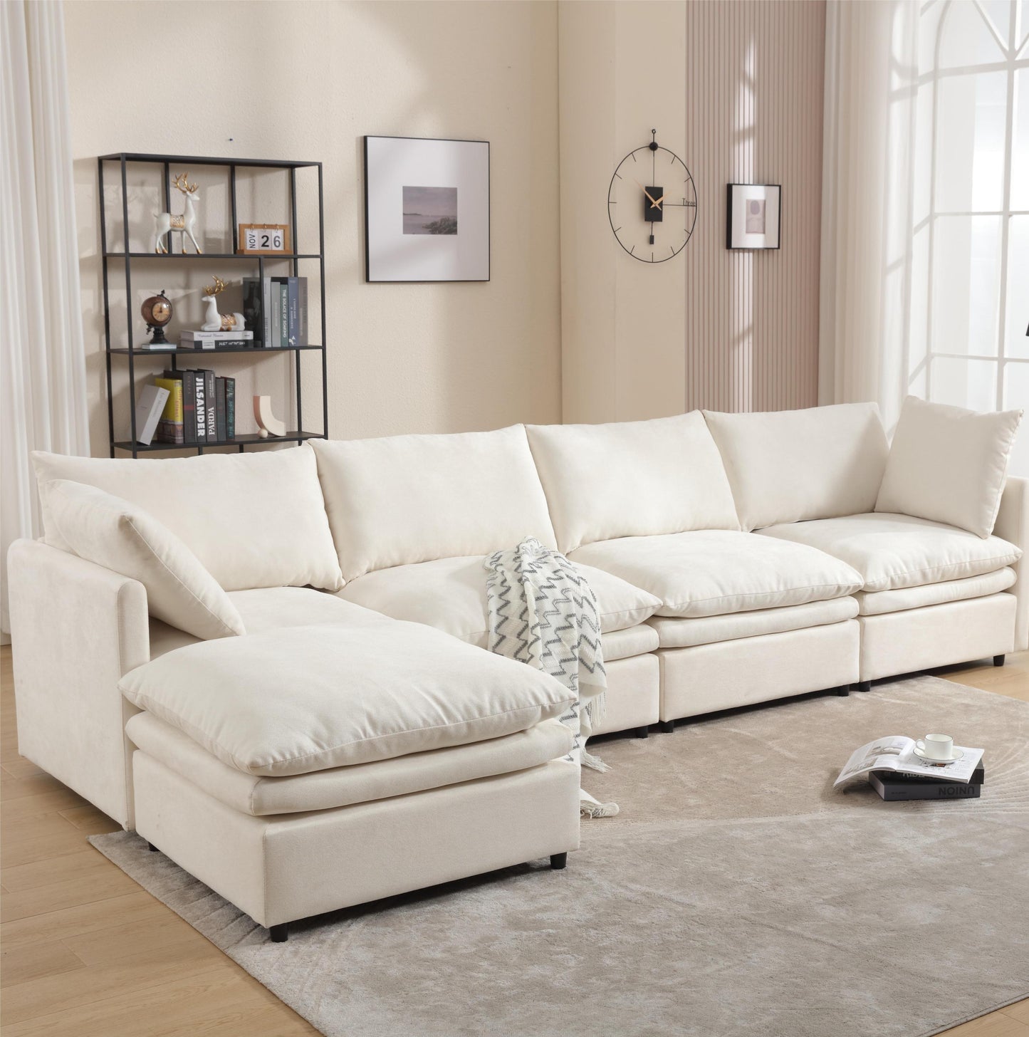 Modern U-Shaped Sectional Sofa ,5-Seat Sofa ,Sleeper Sofa Couch With Chaise Lounge for Living Room,Apartment,Upholstere