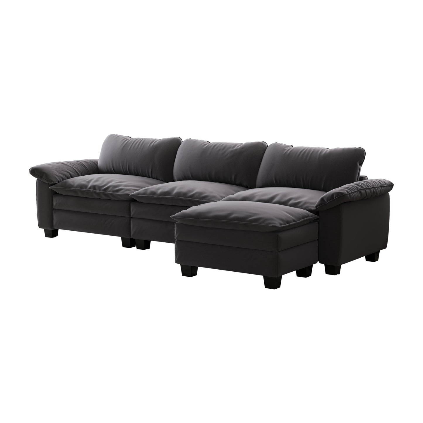 Living Room Furniture Luxury Sectional Sofa Couch With Ottoman Soft Velvet Upholstered Sofa Grey