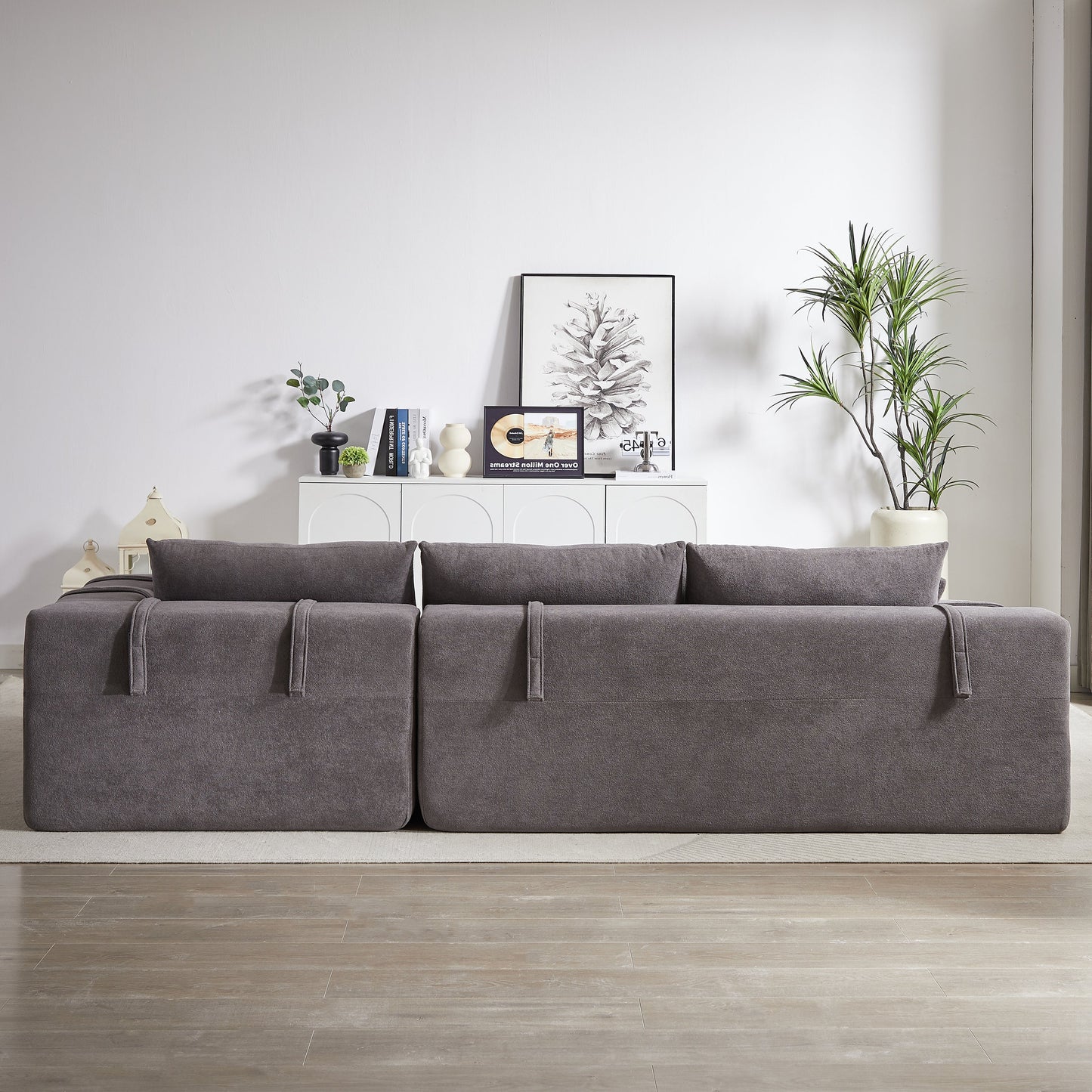 Modern Chenille Upholstered Sectional Sofa Couch Set,Modular 108" L Shaped Sectional Living Room Sofa Set With 6 Pillows