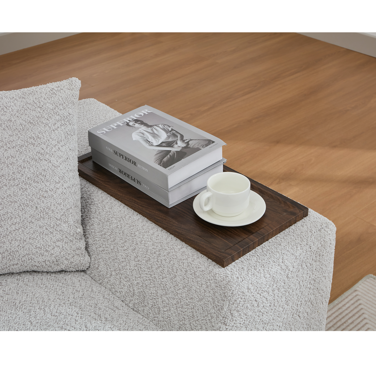 2 Piece Boucle Cloud Sofa Set, Upholstered Sofa Set, Modern 3 Seater and 2 Seater Sofa With MDF End Table for Living Room