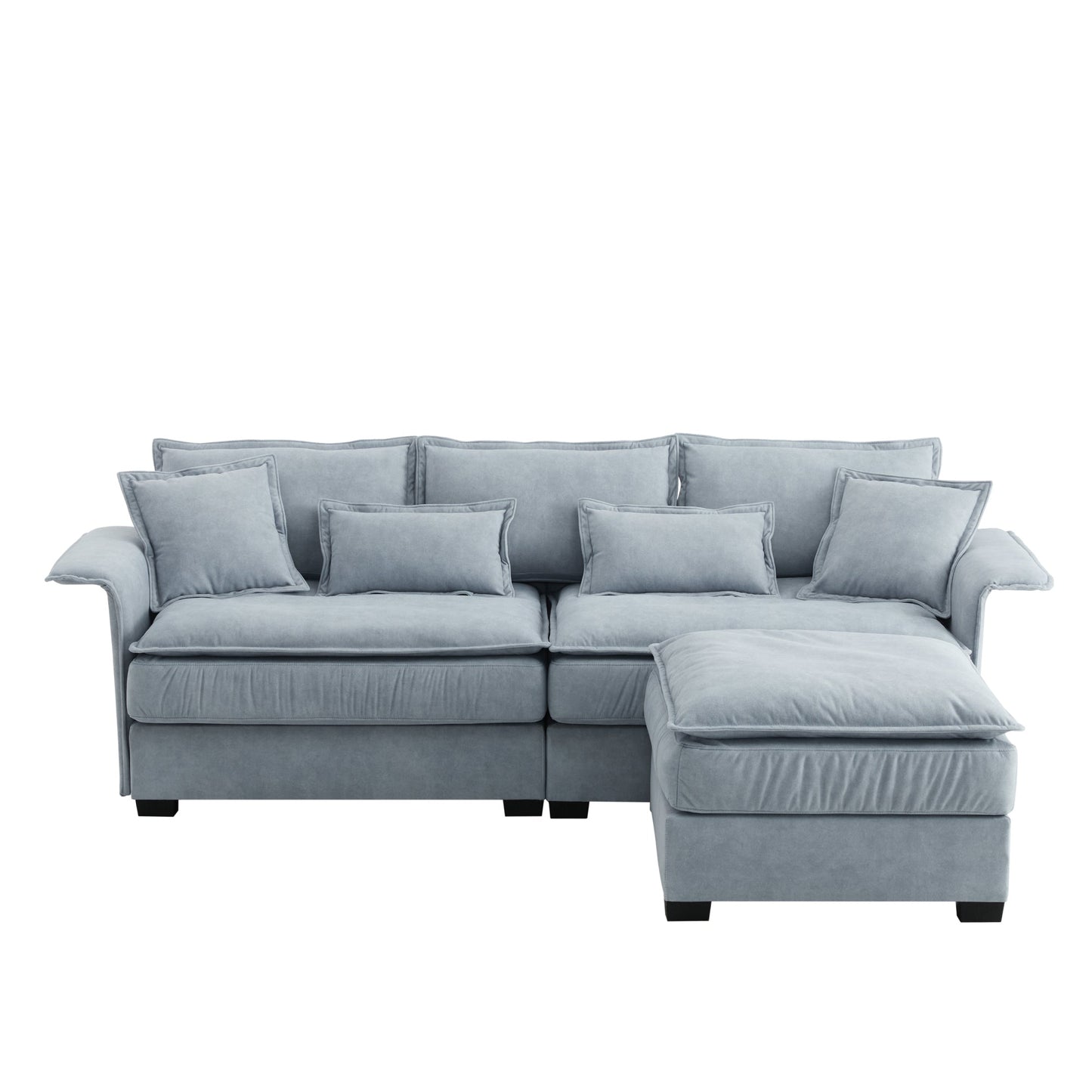 95*66"Oversized Luxury Sectional Sofa With Bentwood Armrests,4 Seat Upholstered Indoor Furniture With Double Cushions