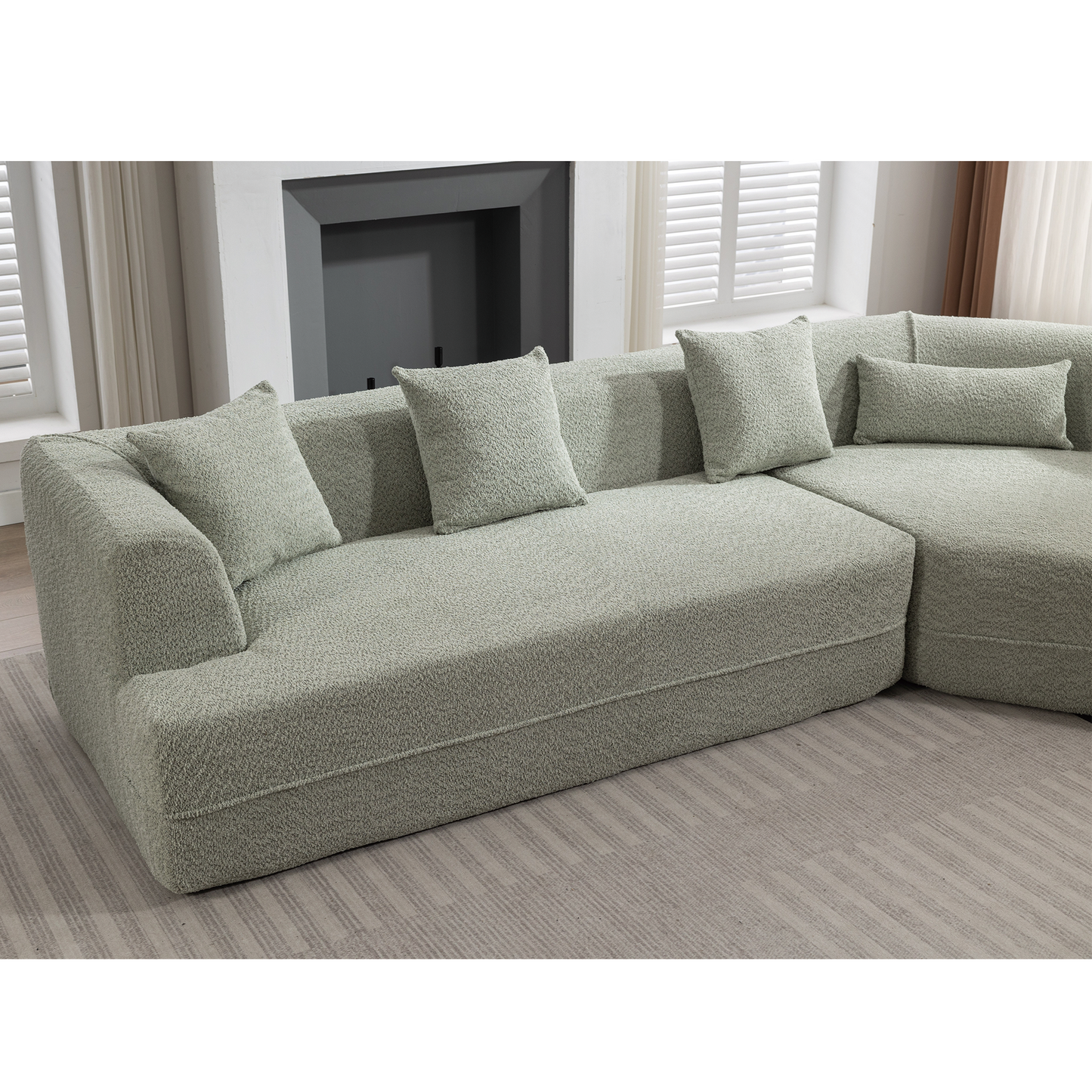Modular Sofa , Modern Minimalist Style Sofa, Upholstered , Free Combination, Round Fiber Fabric, Anti-Wrinkle Fabric