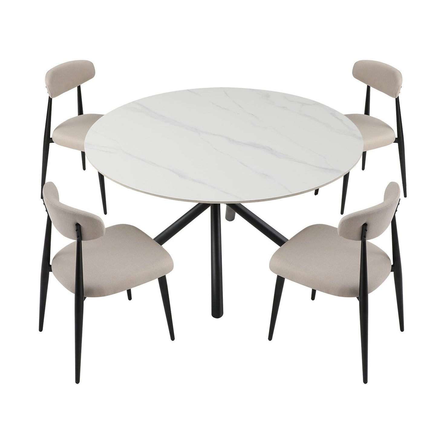 Dining Chairs Set of 4, Upholstered Chairs With Metal Legs for Kitchen Dining Room Light Grey