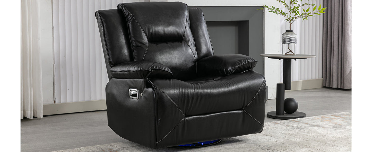 360° Swivel and Rocking Home Theater Recliner Manual Recliner Chair With a LED Light Strip for Living Room,Bedroom