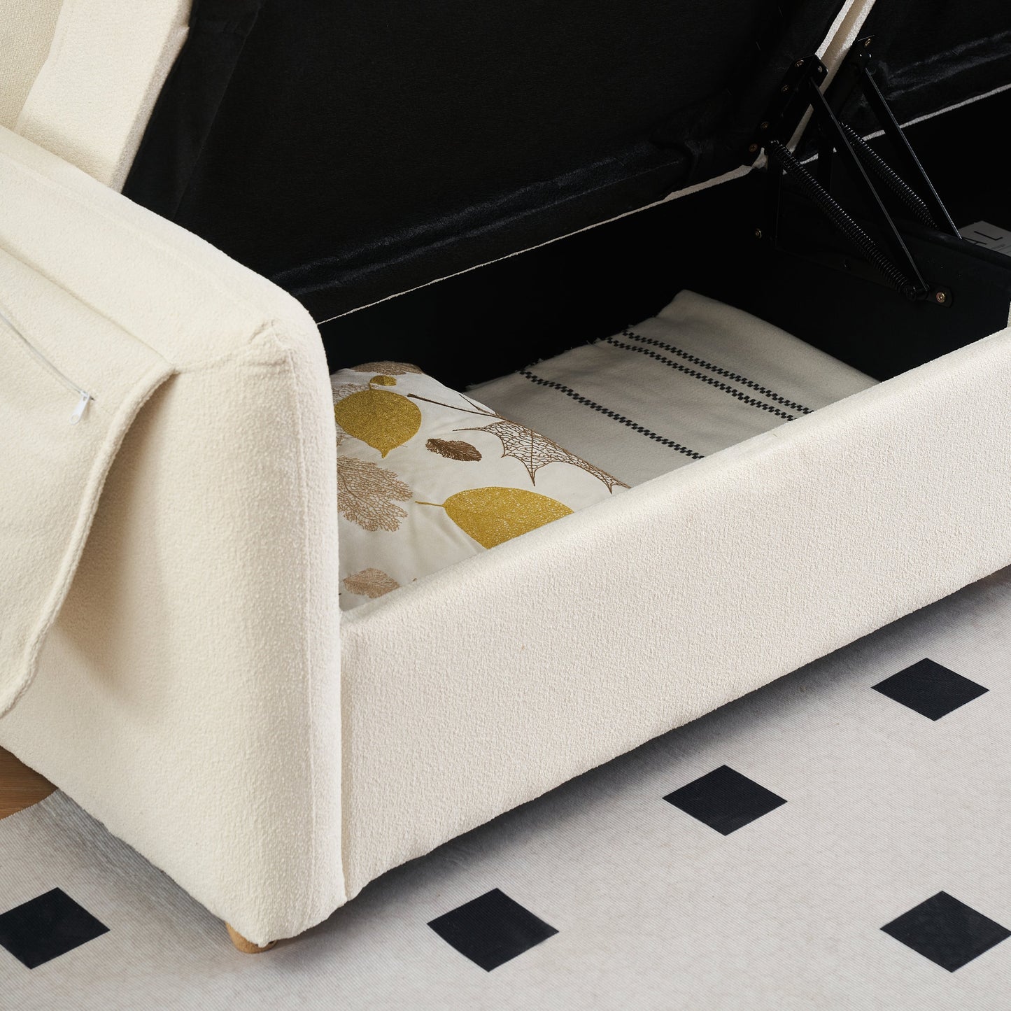 79.50 Inches Long, Teddy Cotton Linen Sofa Fabric, With Metal Conical Long Legs, Metal Strip Matching, Stylish