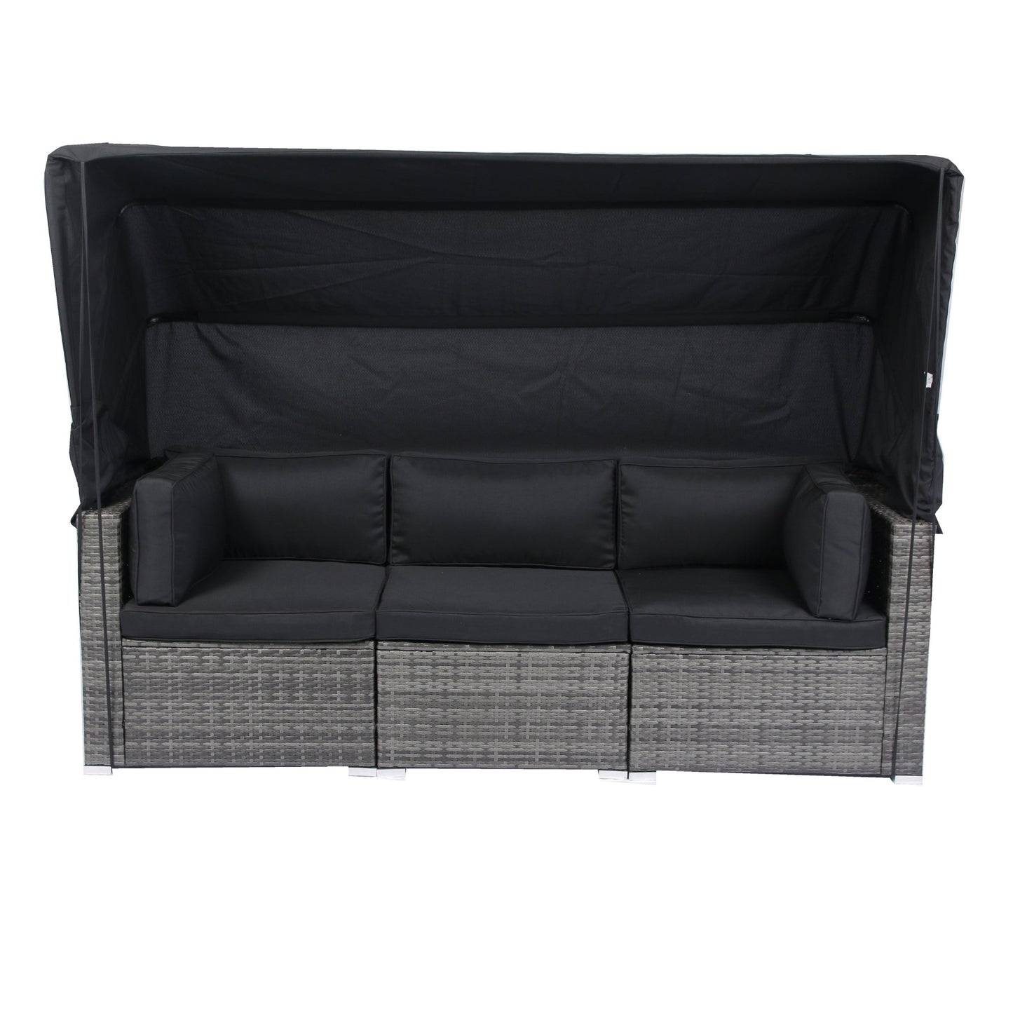 7-Piece Patio Furniture Set W/Retractable Canopy Wicker Rattan Sectional Sofa Set Patio Furniture With Washable Cushions
