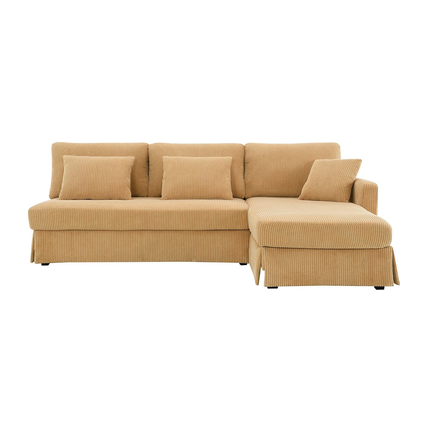 87*61"Modern L-Shaped Corduroy Sofa With Reversible Chaise,4-Seat Upholstered Sectional Indoor Furniture,Convertible