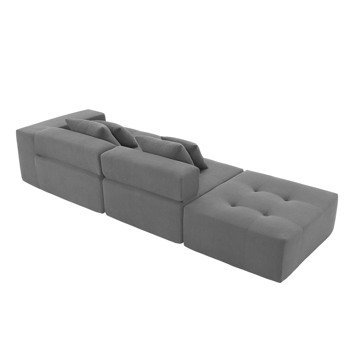 105.5''L Shaped Modular Sectional Sofa,Minimalist Corduroy Floor Couch Set,Convertible Foam-Filled Cloud Compressed Couch