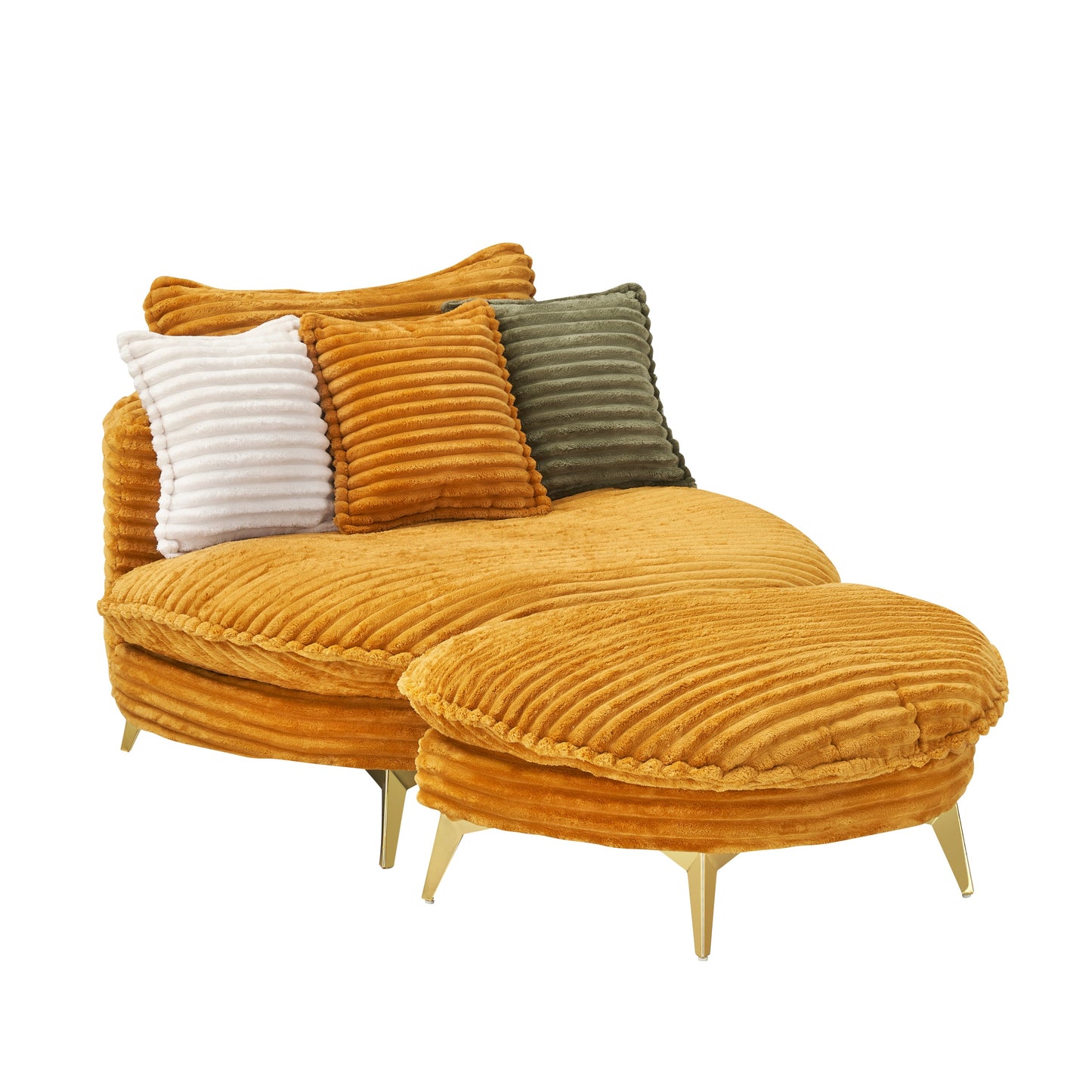 65.00 Inches Long, Corduroy Sofa Fabric, With Three Matching Pillows and Two Spacious and Comfortable Seats